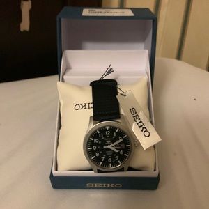 A Seiko 5 sport Automatic Black canvas mens watch.